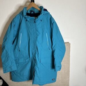 Lands' End Squall Insulated Waterproof Parka Coat Women's 2XL Turquoise Blue